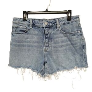 Paige Noella Distressed Denim Button Fly Blue Women's Shorts Size 30